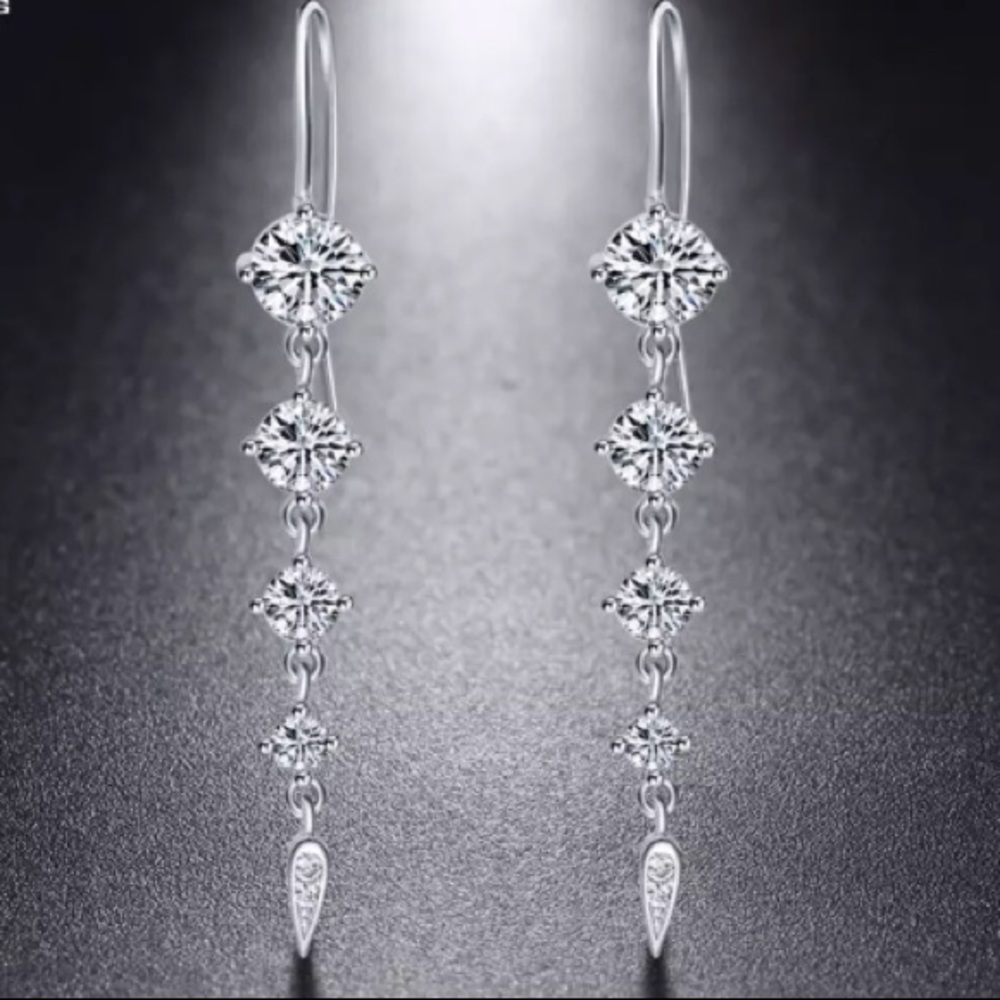 Long Leaf Shape AAA Cubic Zirconium Earrings